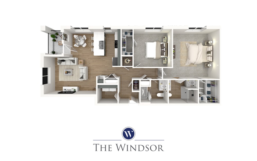 Berkshire - 2 bedroom floorplan layout with 2 bathrooms and 1213 square feet