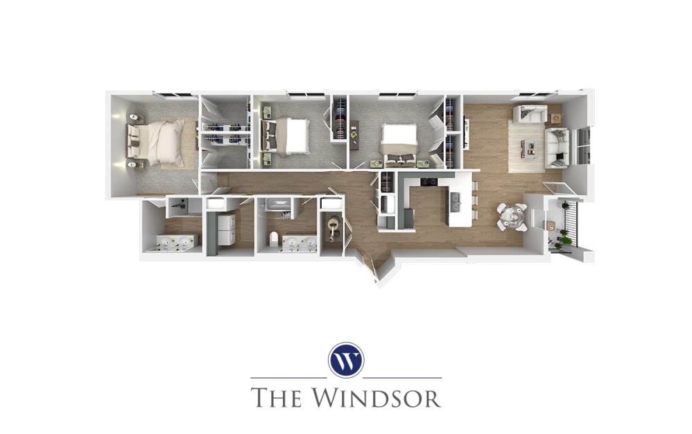 Edward - 3 bedroom floorplan layout with 2 bathrooms and 1526 square feet