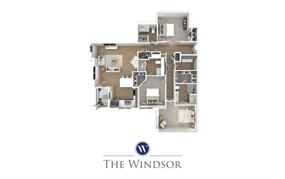 Elizabeth - 3 bedroom floorplan layout with 3 bathrooms and 1553 square feet