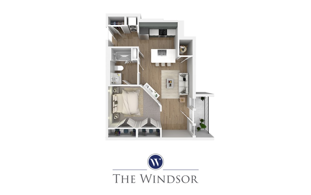 Royal - Studio floorplan layout with 1 bathroom and 594 square feet