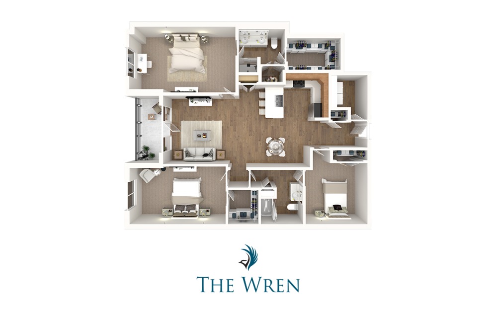 Aldersgate - 3 bedroom floorplan layout with 2 bathrooms and 1596 square feet