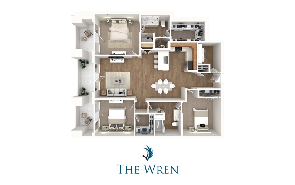 Aldersgate Penthouse - 3 bedroom floorplan layout with 2 bathrooms and 1442 square feet