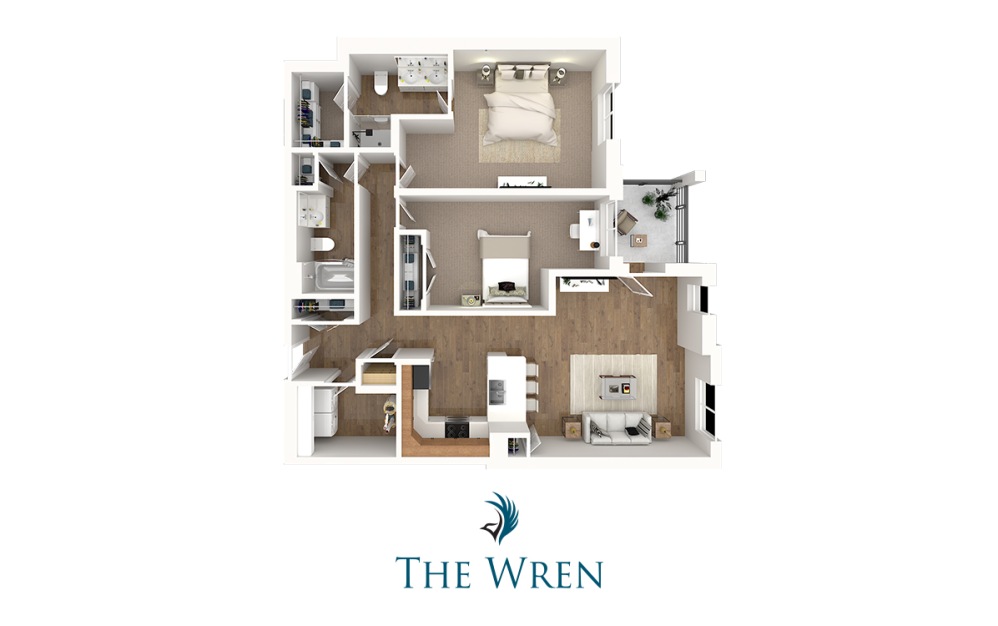 Candlewick - 2 bedroom floorplan layout with 2 bathrooms and 1145 square feet