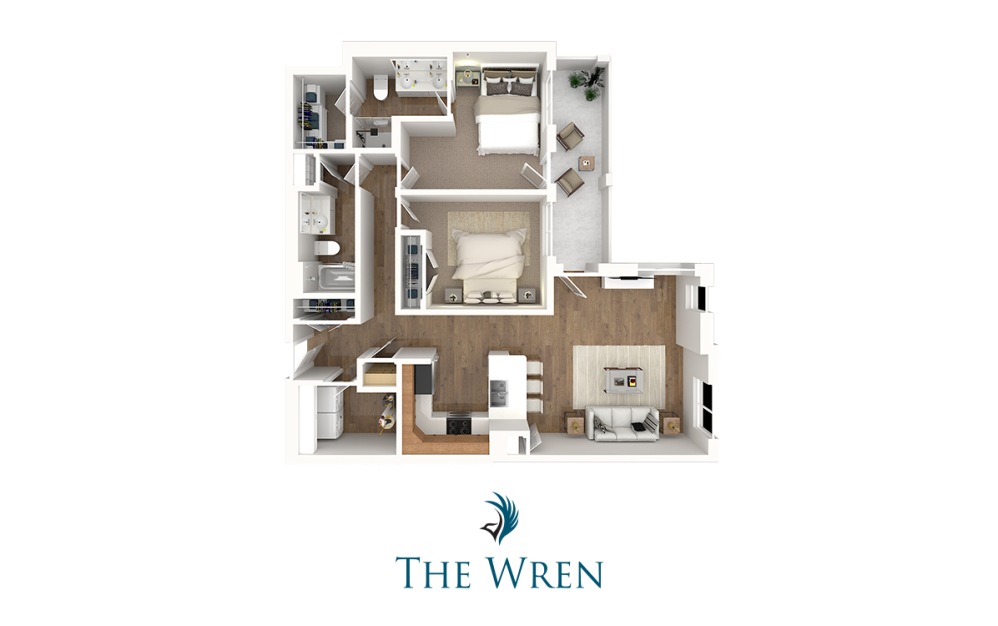 Candlewick Penthouse - 2 bedroom floorplan layout with 2 bathrooms and 1145 square feet