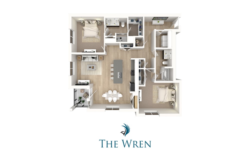 Farringdon - 2 bedroom floorplan layout with 2 bathrooms and 1266 square feet