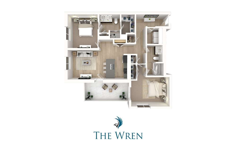 Farringdon Penthouse - 2 bedroom floorplan layout with 2 bathrooms and 1100 square feet