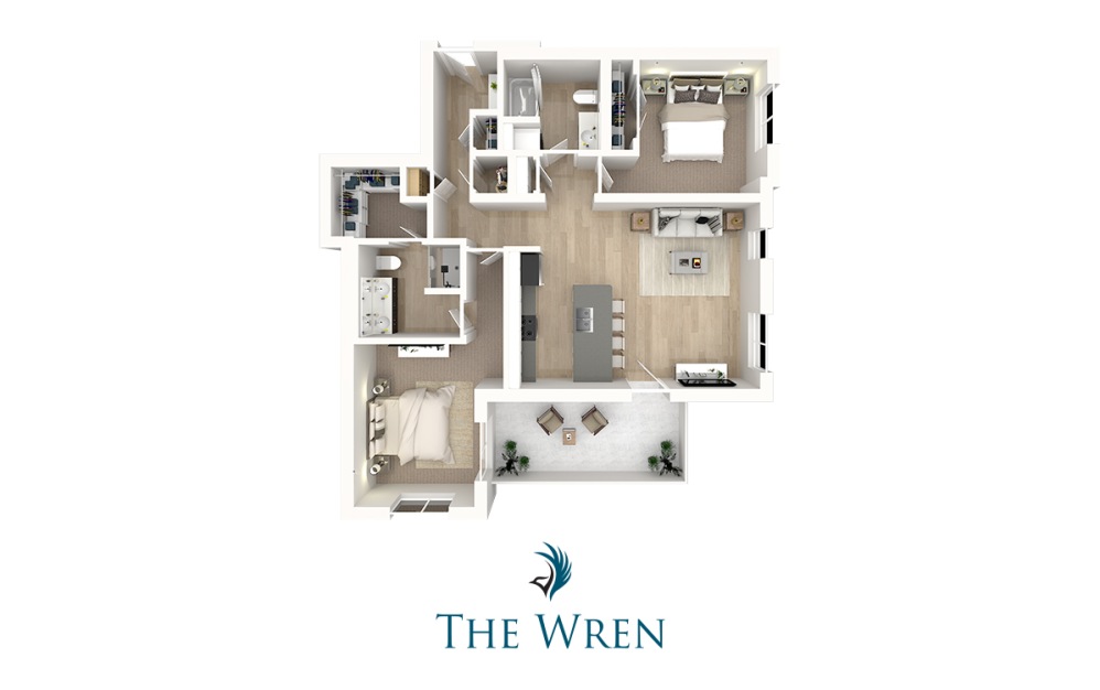 Langbourn Penthouse - 2 bedroom floorplan layout with 2 bathrooms and 1069 square feet