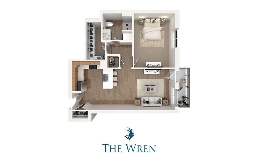 Lungate - 1 bedroom floorplan layout with 1 bathroom and 766 square feet