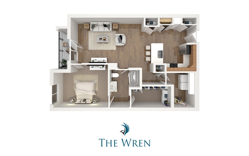 Oxford - 1 bedroom floorplan layout with 1 bathroom and 917 square feet