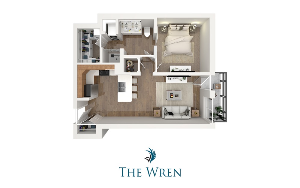 Vintry - 1 bedroom floorplan layout with 1 bathroom and 698 square feet