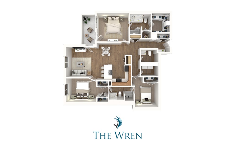 Westminister Penthouse - 3 bedroom floorplan layout with 2.5 bathrooms and 1436 square feet