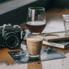 coffee with books and a camera